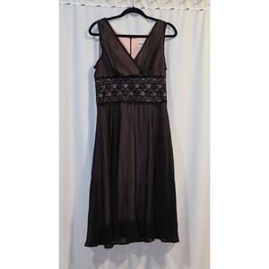 DJ Summers Midi Cocktail Dress Black Lace and Pink Size 12
